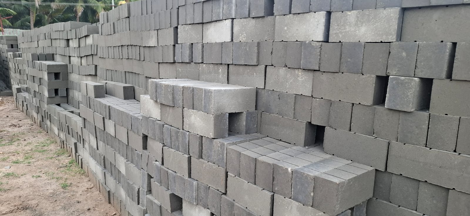 Large stockpile of TVM flyash bricks ready for dispatch from the Coimbatore yard